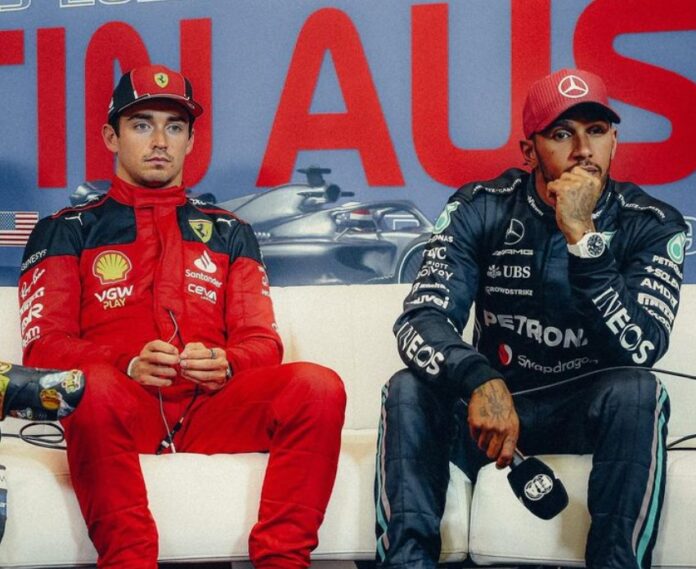 Charles Leclerc og Lewis Hamilton