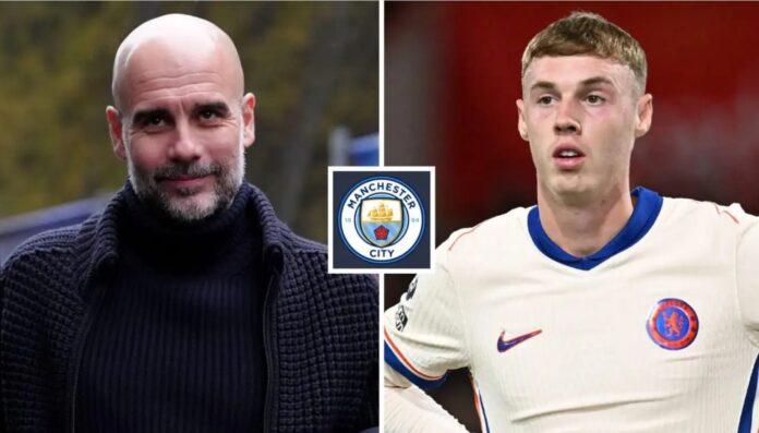 Pep Guardiola og Cole Palmer