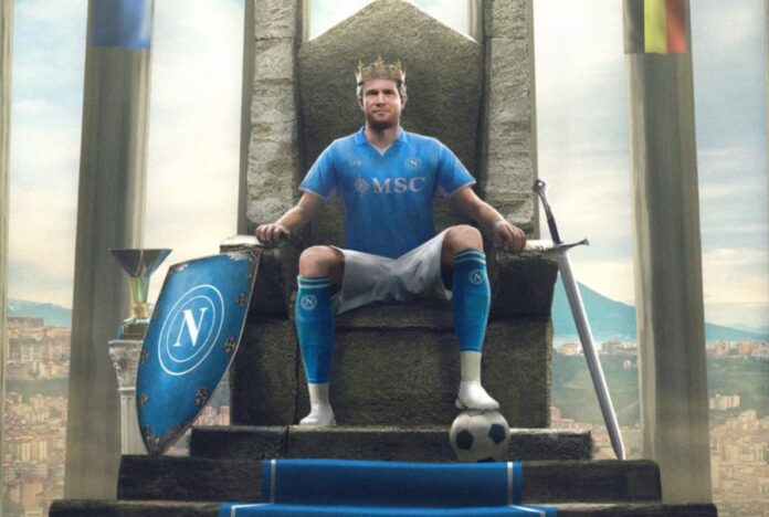 Kevin De Bruyne på en trone